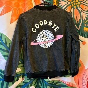 Valfre Black Bomber Jacket with Graphic Design